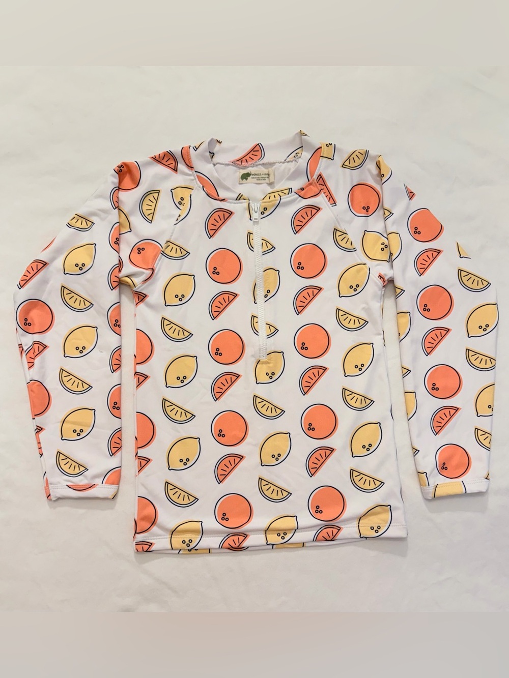 Monica + Andy Rash Guard Top in Citrus with Orange & Yellow Size 6/7